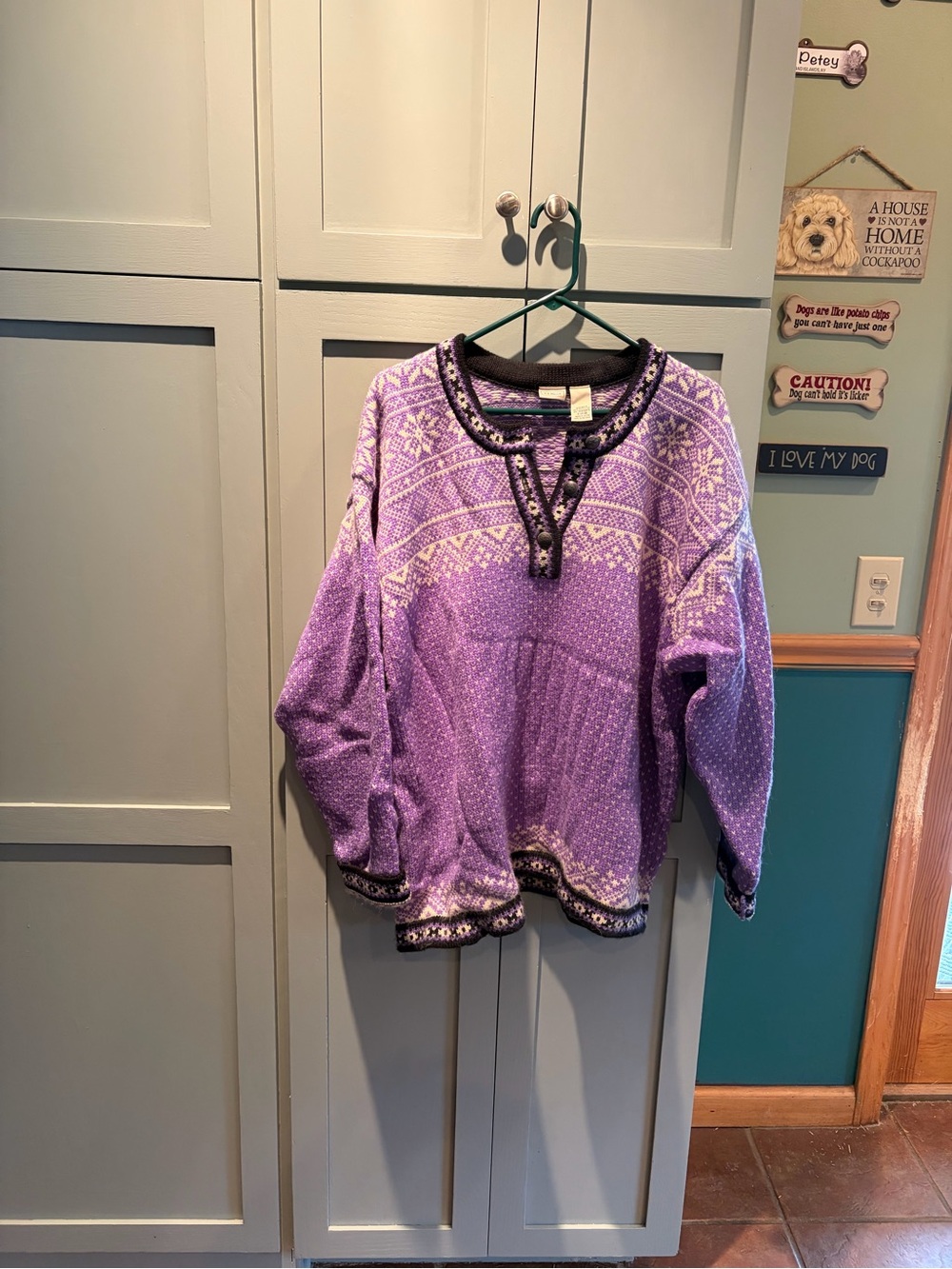 L.L. Bean Purple Nordic-Pattern Pullover Hoodie